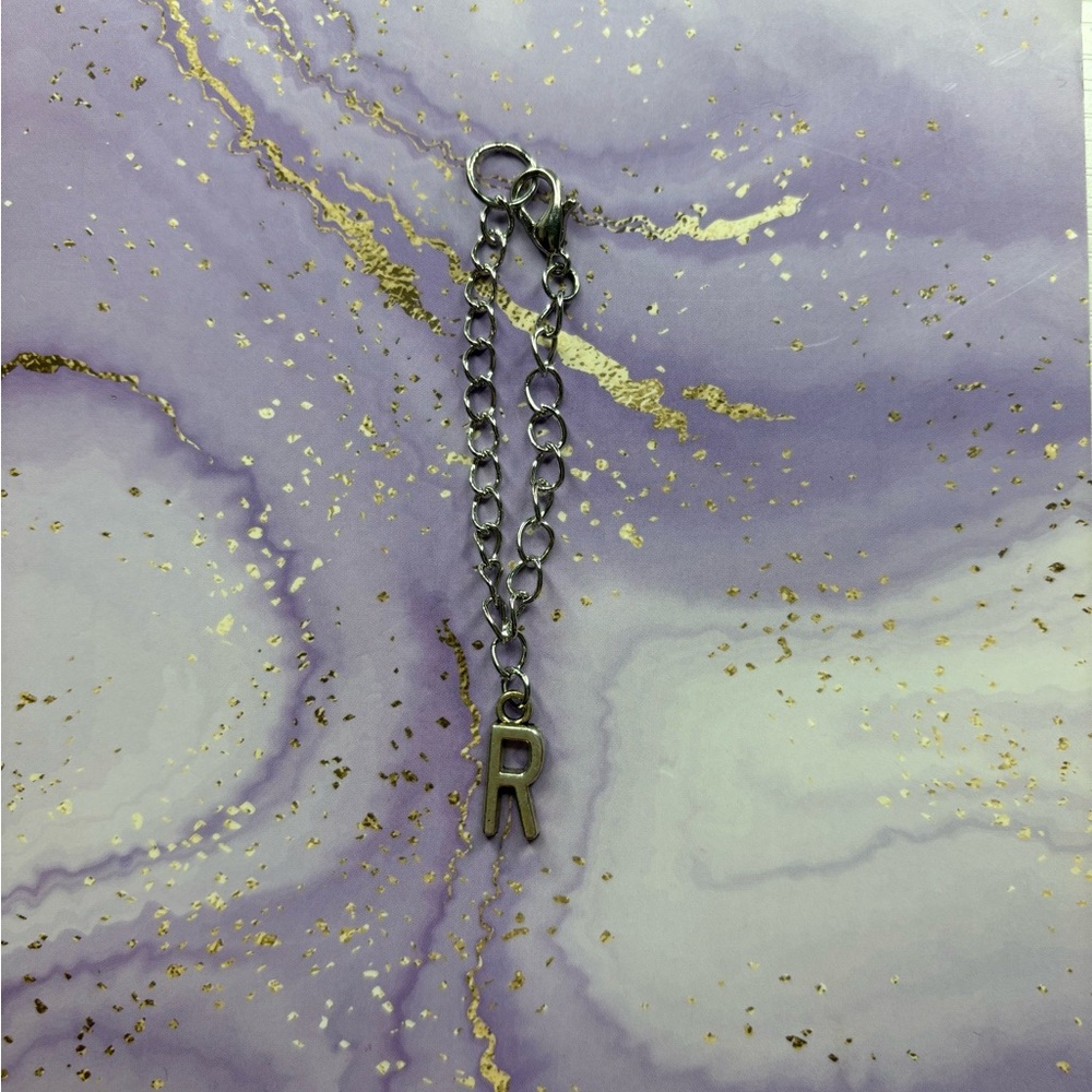 Handmade initial “R” silver water bottle tumblr charm